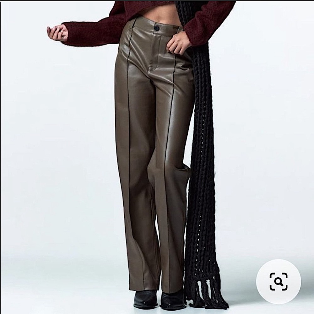 ZARA “Le Francoise” straight leg pleather trouser.